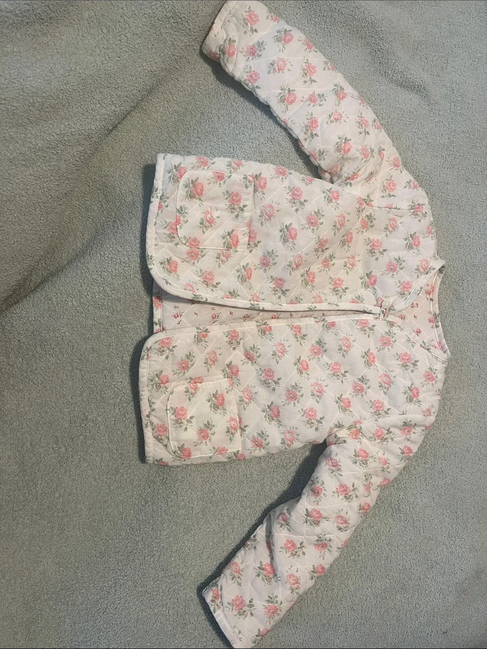 Ralph Lauren Cream Quilted Jacket with Pink Rose Print